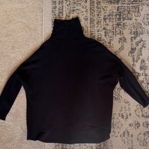 Elegant Black Turtleneck Tunic Sweater
